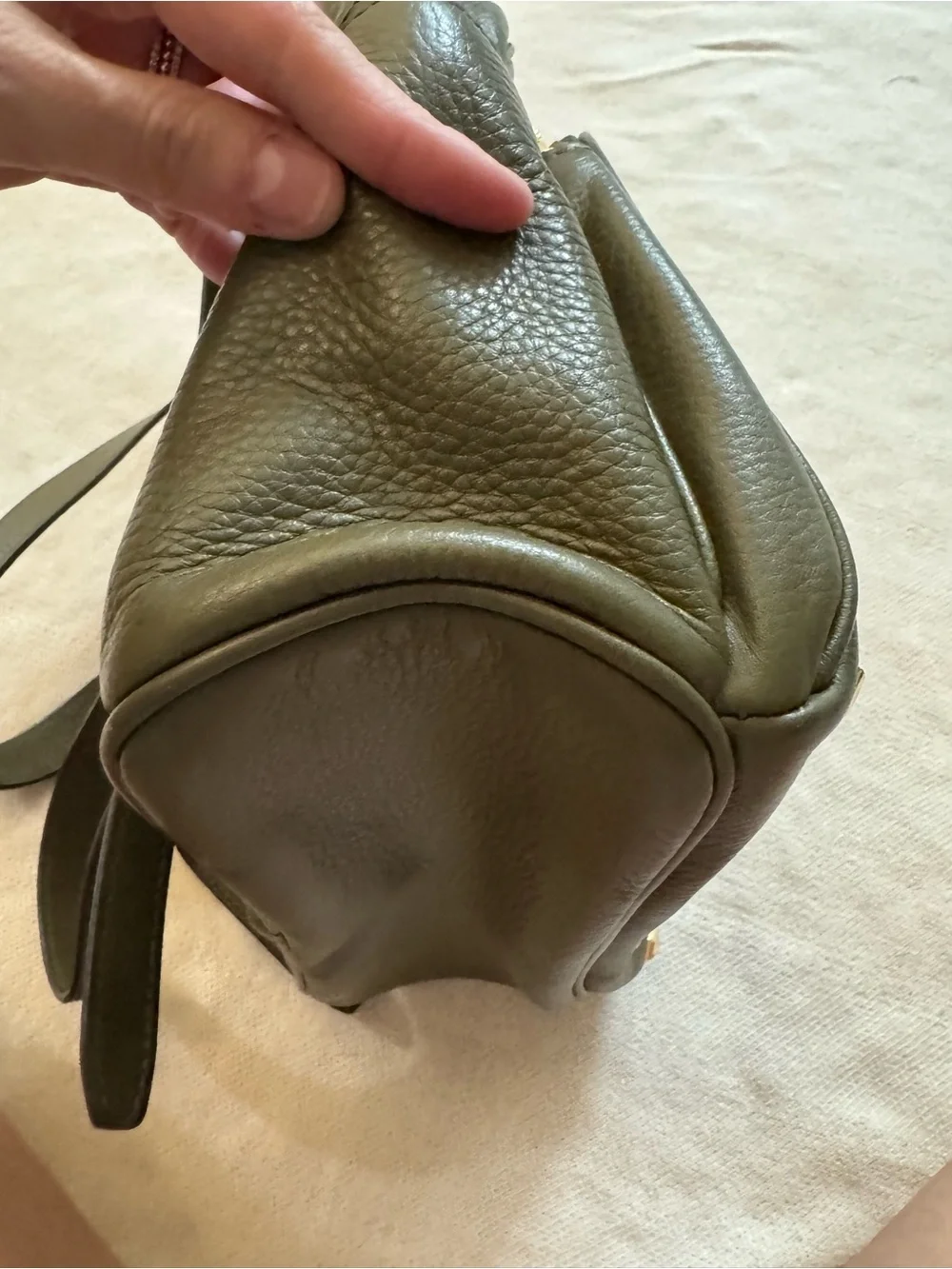 Michael Kors Olive Green Pebbled Leather Backpack with Gold Studs